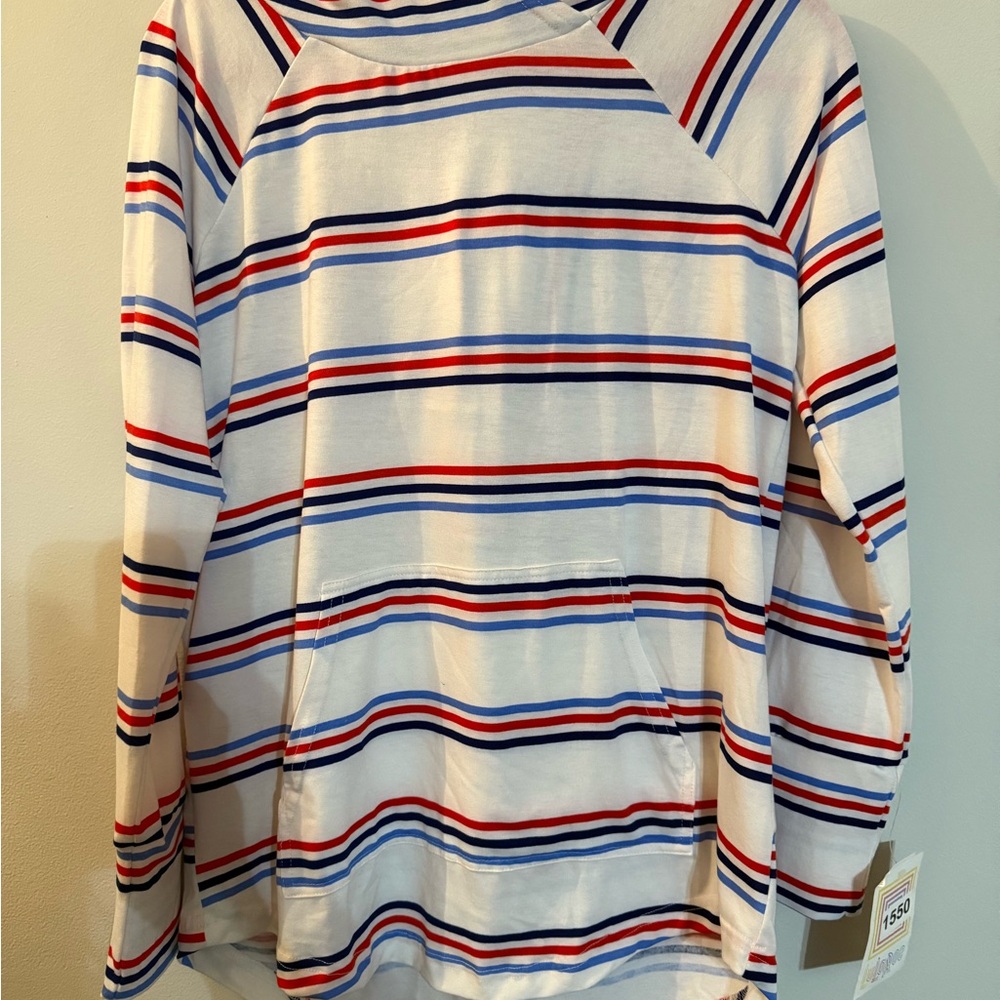LuLaRoe Women's Striped Sweatshirt - Red, Blue, and White